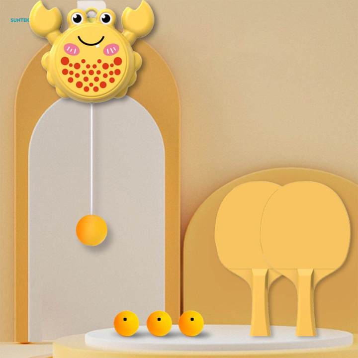 Table Tennis Trainer Set, Parent Child Interaction Toy Height Adjustable No Need Table Portable Pingpong Trainer for Family Adult Kids Gifts