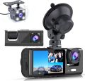 3 Channel Dash Cam Front and Rear Inside, 1080P FHD Three Channels Dash Camera for Cars with Super IR Night Vision, WDR, G-Sensor, Loop Recording, Parking Monitor, 24 Hours Recording.. 