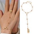 Women Ring Bracelet Set Solid Color Alloy Sturdy Heart Shape Ring Hand Chain Set Prom Jewelry. 