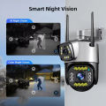 ITECH 4G dual lens CCTV security camera wireless outdoor 8MP V380 Pro 4G Sim card network pan tilt CCTV night vision camera. 