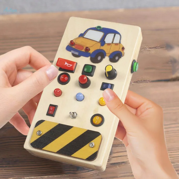 Lights Switch Busy Board Montessori Toy Button Busy Board Kids Wooden ...