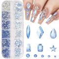 Nail Art Rhinestones Crystal Charms Set Gem Stone Light Purple Flatback Glass Mixed Size Nail Charms For DIY Nail Decoration. 