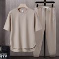 2024 Summer Men's Loose Tracksuits Fashion Round Neck Short Sleeved + Drawstring Pants Two Piece Sets Mens Clothes Sports Suits. 