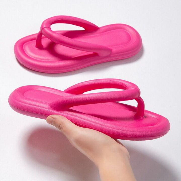 【Miga Plaza】Oeak Summer Women EVA Flip-flops Sandals Slippers Soft Thick Sole Slippers Home Bathroom Couples Non-slip Bath Slippers