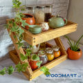 2 Tier Kitchen Storage Rack Nadun Wood Organizer Cupholder Spice Rack Tea Corner Rack for Countertop, 32x25x27 cm. 