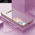 AnDyH Casing Case For Samsung Galaxy S10 S10 Plus S10+ Case Fashion Cute Cartoon Dogs Luxury Chrome Plated Soft TPU Square Phone Case Full Cover Camera Protection Anti Gores Rubber Cases For Girls. 