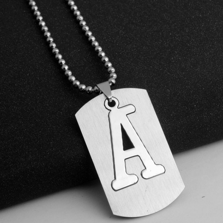 HNSP Stainless Steel Pendant For Men Boy Initials Necklace 26 Letter Name Male Tag Jewelry Accessories Wholesale