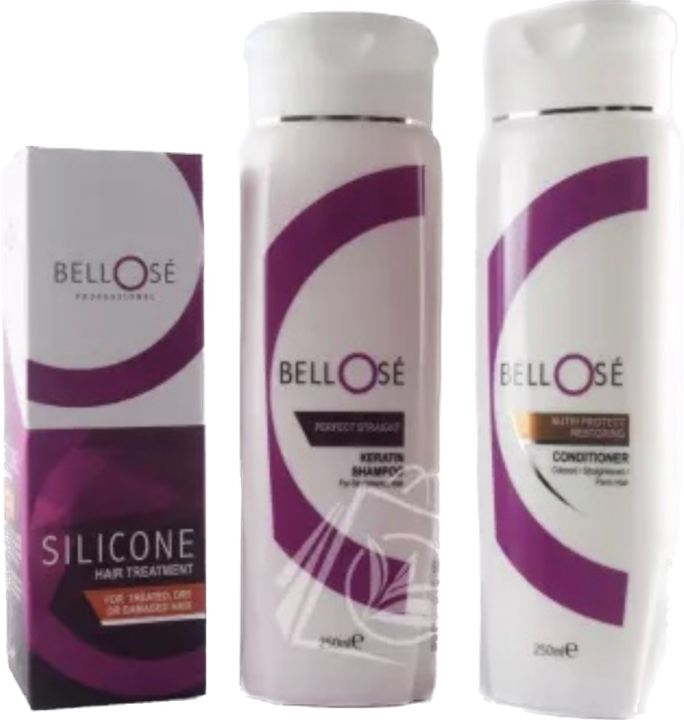 Bellose Perfect Straight Shampoo, Nutri Protect Restoring Conditioner and Silicone Hair Treatment (50ml)