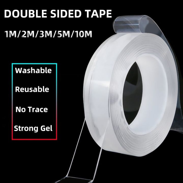 【Hot】 1M/2M/3/5M Transparent Double Sided Tape Nano Waterproof Wall Stickers Reusable Heat Resistant Bathroom Home Decoration Tapes