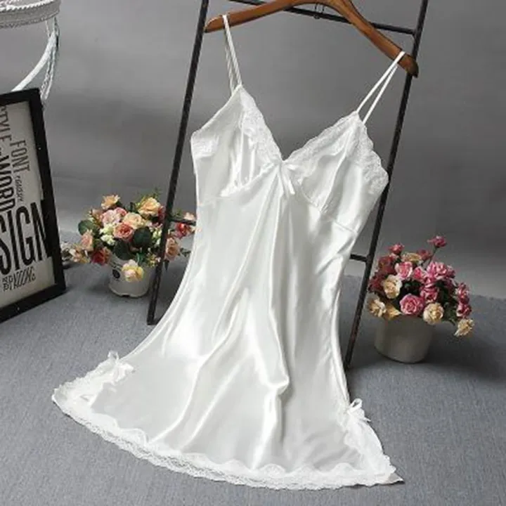 Lingerie%20Home%20Dress%20Ladies%20Lace%20Summer%20Silk%20Satin%20Skirt%20Sleepwear%20Nightwear%20Nightdress%20-%20Image%205