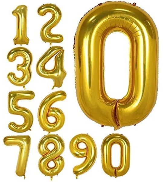 16" Foil Numbers Gold Balloon Numbers 0 - 9 Birthday Party