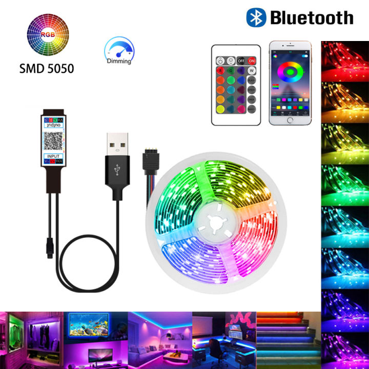 LED Strip 5050 USB Bluetooth Flexible Lamp Tape RGB Ribbon 1M 2M 3M 4M ...