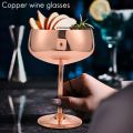 Copper Coupe Champagne Glasses Set of 2 Stainless Steel Vintage Martini Cocktail Glass Wine Goblet. 