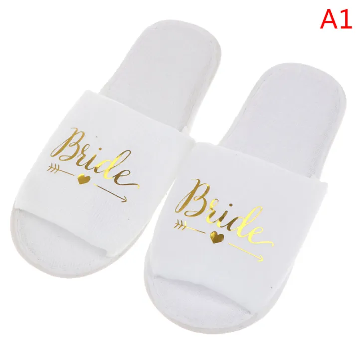 【WEJA】Lasle 1 Pair Bride Wedding Decoration Bridesmaid Party Slippers Ladies Party Supplies
