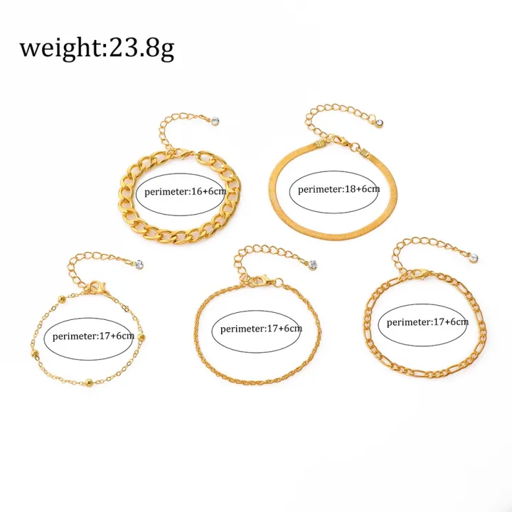 Enacolor%20%205Pcs/Set%20Elegant%20Female%20Gold%20Metal%20Thick%20Chain%20Bracelets%20for%20Women%20Accessories%20-%20Image%202