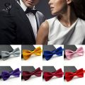 Sunnyheart Bow Tie Solid Color Wear Easily Polyester Adjustable Bow Tie Pre Tied for Formal Occasions. 