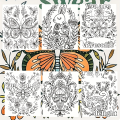 Wander & Swear Coloring Book | Vibrant Orange & Green Illustrations | Relax Fun, Creative Expression | Perfect. 