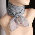 Women Scarf Dot Print Thin Neckerchief Breathable Neck Decoration Chiffon Collar Scarf Lady Head Neck Square Scarf. 