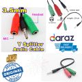 3.5mm Jack Headphone Mic Audio Y Splitter Cable 1 Male to 2 Female with Separate Headset/Microphone Adapter. 