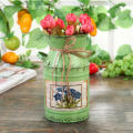 Home Vintage Rural Bucket Decoration Shabby Craft Iron Table Pots Garden Plants Flower. 