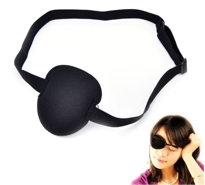 Black Adjustable Concave Eye Patch Foam Groove Strap Washable Sleep Snoring Eyeshades