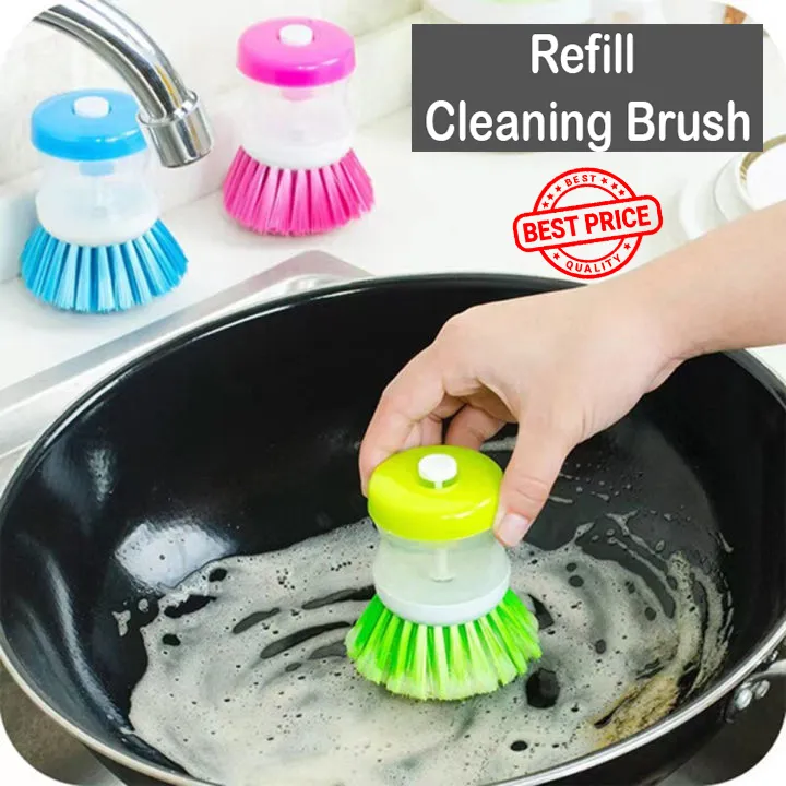 Premium Soap Dispensing Dishwashing Brush Ergonomic Kitchen Cleaning Scrubber with Built-In Soap Dispenser for Effortless and Efficient Dishwashing plastic kitchen cleaning brush wash sponge holder Caddy Soap Pump Dispenser kitchen sink soap
