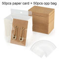 50Sets Earring Cards and 50pcs Bags Necklace Earring Display Cards Self-Seal Bags Kraft Paper Card for DIY Jewelry Packaging. 