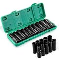 1/2'' Impact Deep Socket Set, Aserell 10Pcs 10-24mm Hex Nuts Metric Impact Sockets Drive Tool 1/2 Inch for Automotive and DIY Tasks with Carrying Case, Black. 