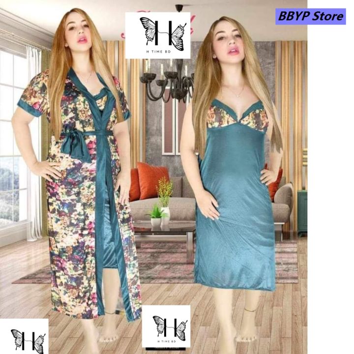 BBYP Printer nighty Unique Comfortable printed colourfull Style Night Dress red purple pink blue pest black 2 Part For Night Wear Fashion Sleepwear Honeymoon Night Dress For Women printed nighty Comfortable and Night Wear for Woman gown long semis long to