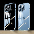 【Non-Yellowing】Sanptoch HD Clear Phone Case For iPhone 12 / 13 / 14 Pro Max Built-in Glass Camera Lens Protector PC Plating Hard Cover Original Slim Casing. 