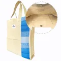 THE MYSU Heavy Duty Canvas Tote Bag - Blue Stripe (Right) - 14.5 inches (L) * 3 inches (W) * 16 inches (H). 
