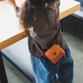 Vintage Kids Bag Cute Solid Color Little Kids Bag Simple Style Children Bag brown. 