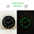 12 Inch Round Large Luminous Wall Clock Glow in the Dark Non-Ticking Indoor Decor -Golden. 