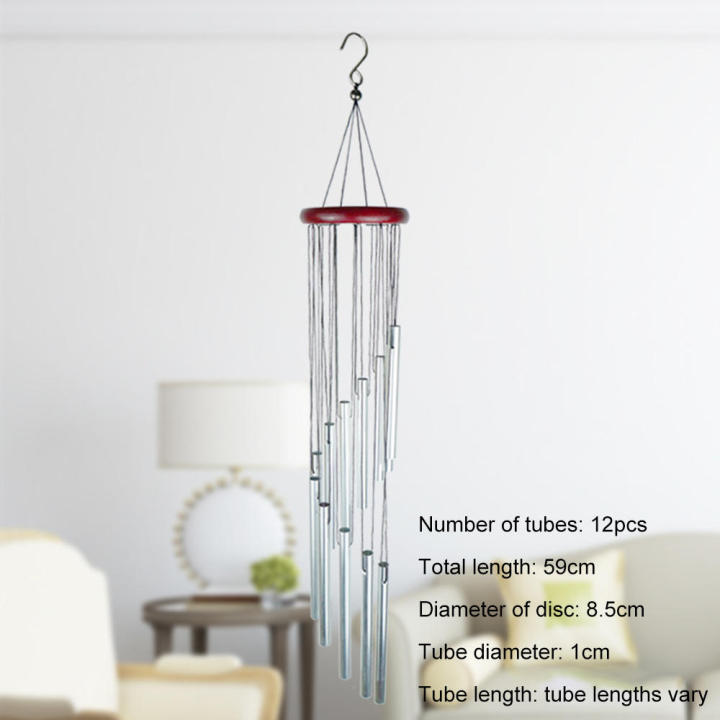 12/18 Tubes Wind Chimes Pendant Solid Wood Disc Aluminum Tube Wind Chimes Bells Balcony Outdoor Yard Garden Home Decoration