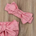 Newborn Kids Baby Girls Off Shoulder Striped Bodysuit With Big Bow Summer Babygrow Jumpsuit Outfits Wholesale. 