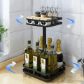 2 layer rotatable spice rack, kitchen spice rack, 2 Tier spice rack, Square shape spice rack. 