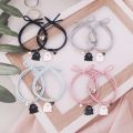 Trendy Black and White Halloween Couple Bracelets with Love Heart Pendant - Adjustable Rubber Band, Matching Set. 