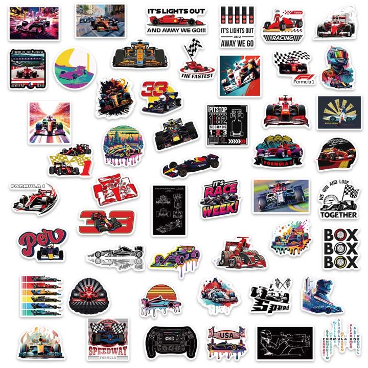 50PCS Cool F1 Formula One Racing Stickers Graffiti Decals For Laptop ...