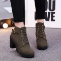 Korean Style High Heel Ankle Boots for Women | Autumn & Winter Martin Boots with Zipper. 