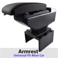 Universal Armrest Box Central Store Content Box Armrest Storage Box for Most Cars - Black Colour. 