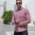 Yfashion Men Casual Plaid Shirt With Pockets Design Lightweight Regular Fit Long Sleeve Button Down Tops. 