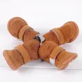 Dog Snow Boots Cotton Blend Detachable Closure Warm Walking Shoes Small 4-Pack. 