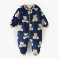 Sanlutoz Cute Bear Fleece Thickened Long Sleeve Toddler Jumpsuits Warm Cozy Korean Style Zipper Winter Baby Rompers Clothing. 