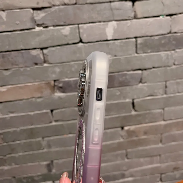 HOCE%20Glitter%20Clear%20Logo%20Hole%20Magnetic%20Phone%20Cases%20For%20iPhone%2013%2014%20Pro%20Max%2014%2013%20MagSafe%20Case%20With%20Lens%20Film%20Protector%20Gradient%20Soft%20Bumper%20Hard%20Back%20Cover%20-%20Image%205