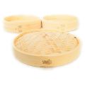 3 Piece Set - Bamboo Steamer Basket - Dumpling & Bun Steamer - Great for Cooking, Buns, Dim Sum, Vegetables, Fish. 