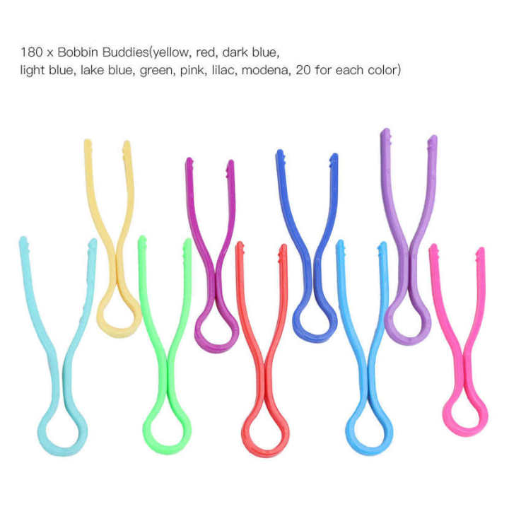 Bobbin Case 180Pcs Bobbin Buddies, 9 Colors Plastic Spool Clamp Bobbin Embroidery Spools Organizerbobbins Multi-color Bobbin Clips Set