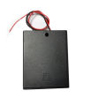 1pcs/lot Plastic 4 Aaa Case Holder Storage Plastic Box Spring Clip Black Red Wire Leads With Cover Switch. 