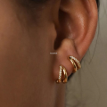 Asuwish Dainty Tiny Layered Gold Plated Copper Metal Paved CZ Huggie HooLuxury p Earrings for Women Girls Luxury Elegant Catilage Hoops Jewelry. 
