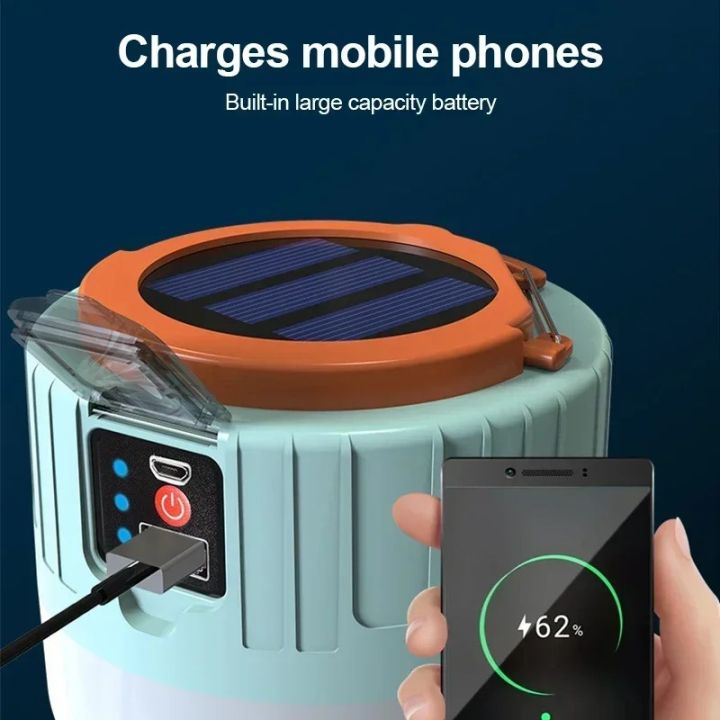 Portable Solar Camping Power Bank LED Lanterns With Remote Control Waterproof Outdoor Tent Rechargeable Flashlight ﻿