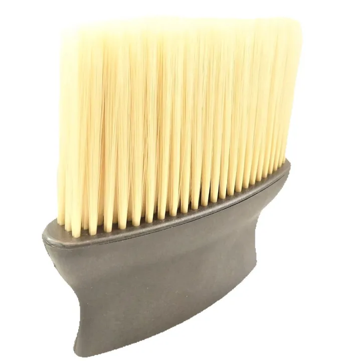 Neck Duster, Soft Hair Barber Brush Neck Duster Professional Hairdressing Powder Storage Styling Dust Cleaning Brush with Black Handle & Yellow Bristles 13cmx13cm